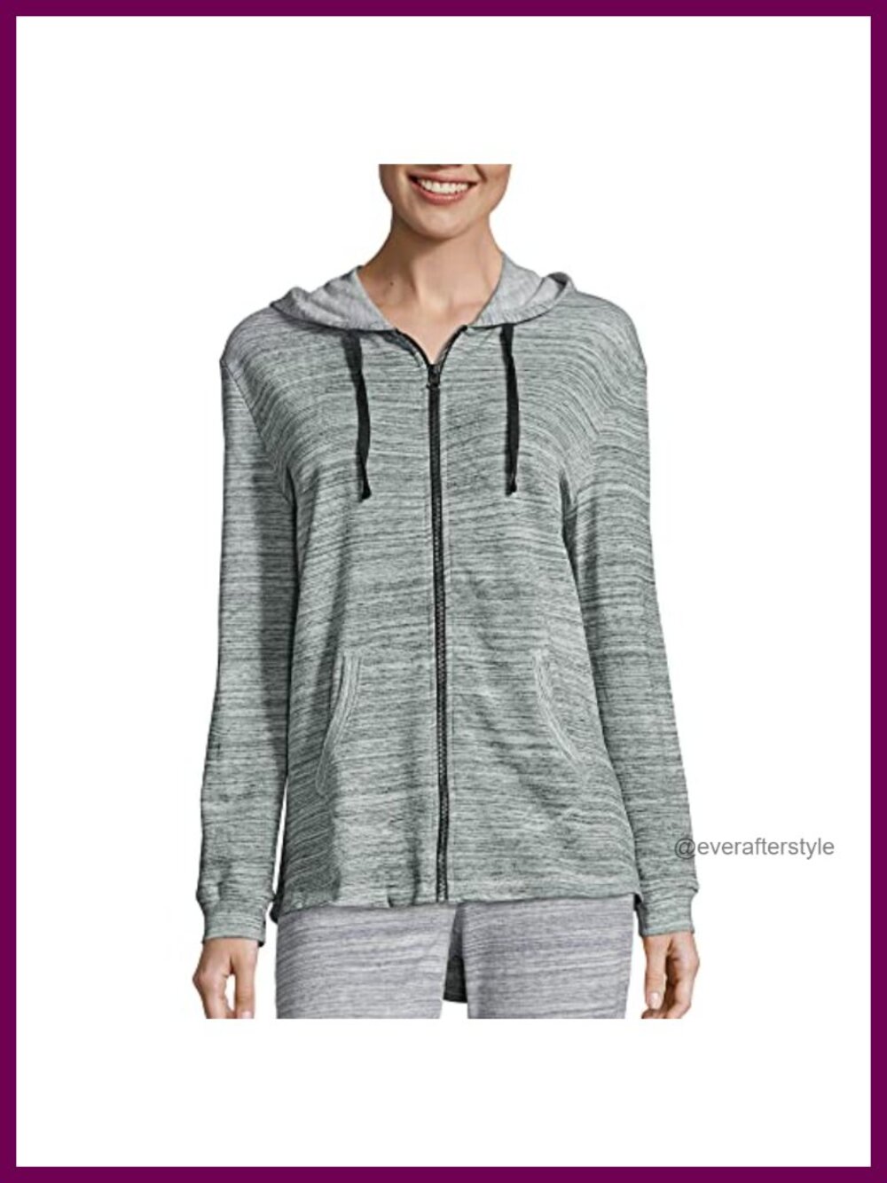 French Terry Zip Hoodie Women's Soft Hooded Jacket with Pockets